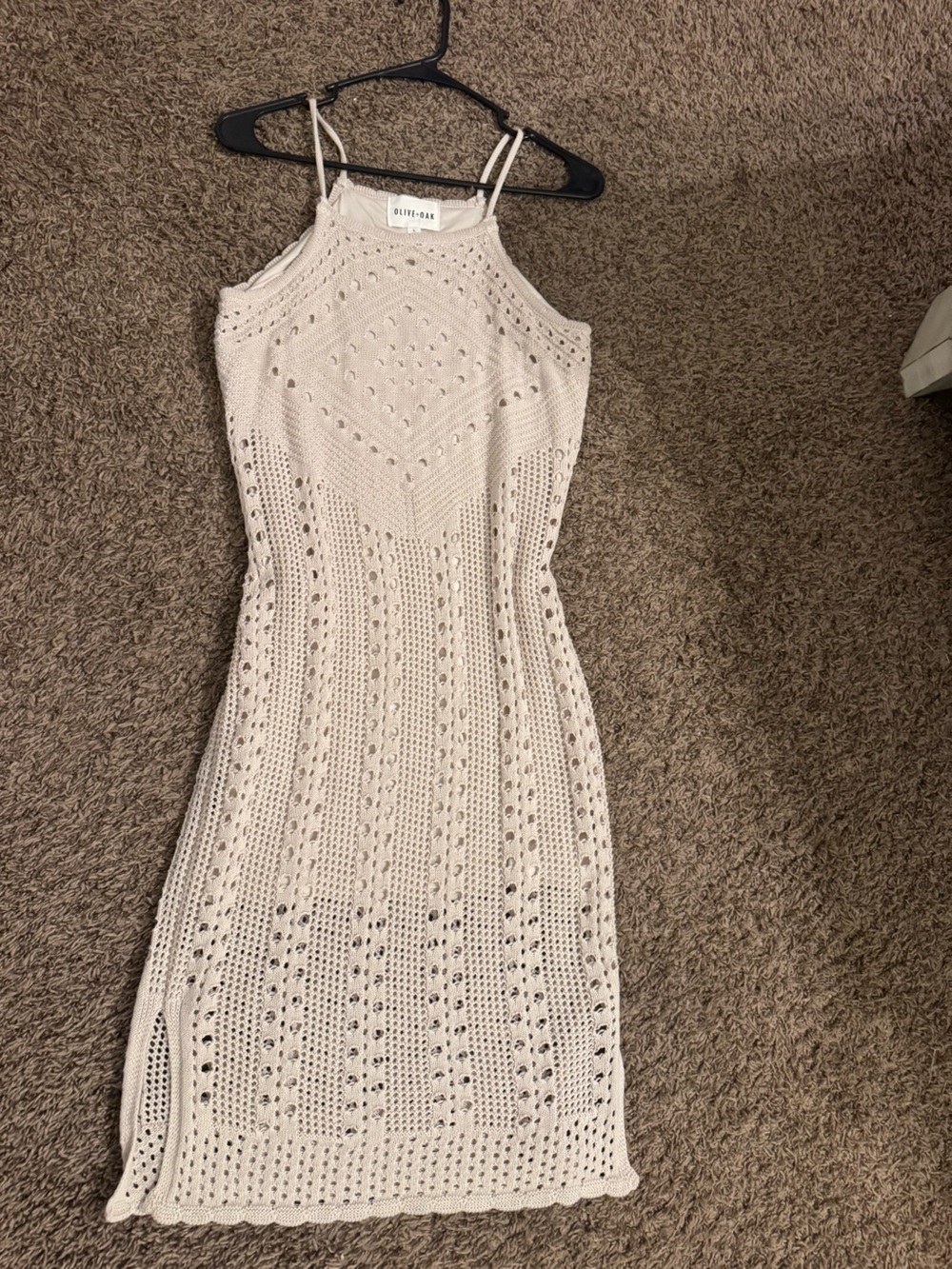 Olive & Oak Cream Crochet Halter Midi Dress - Picture 2 of 7